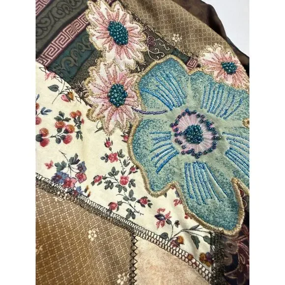 FESTIVAL Patchwork Quilt Large Jacket Upcycled Handmade Kimono Artsy New - Read - Picture 9 of 16